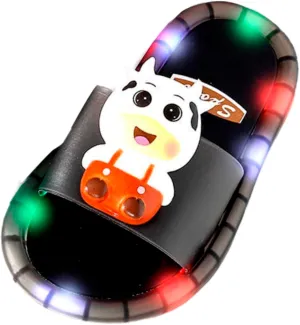 Toddler Girls Boys Light Up Slippers 2025 Summer Stylish Cute Cartoon Animal Luminous Slides Open Toe Slip On Sandal