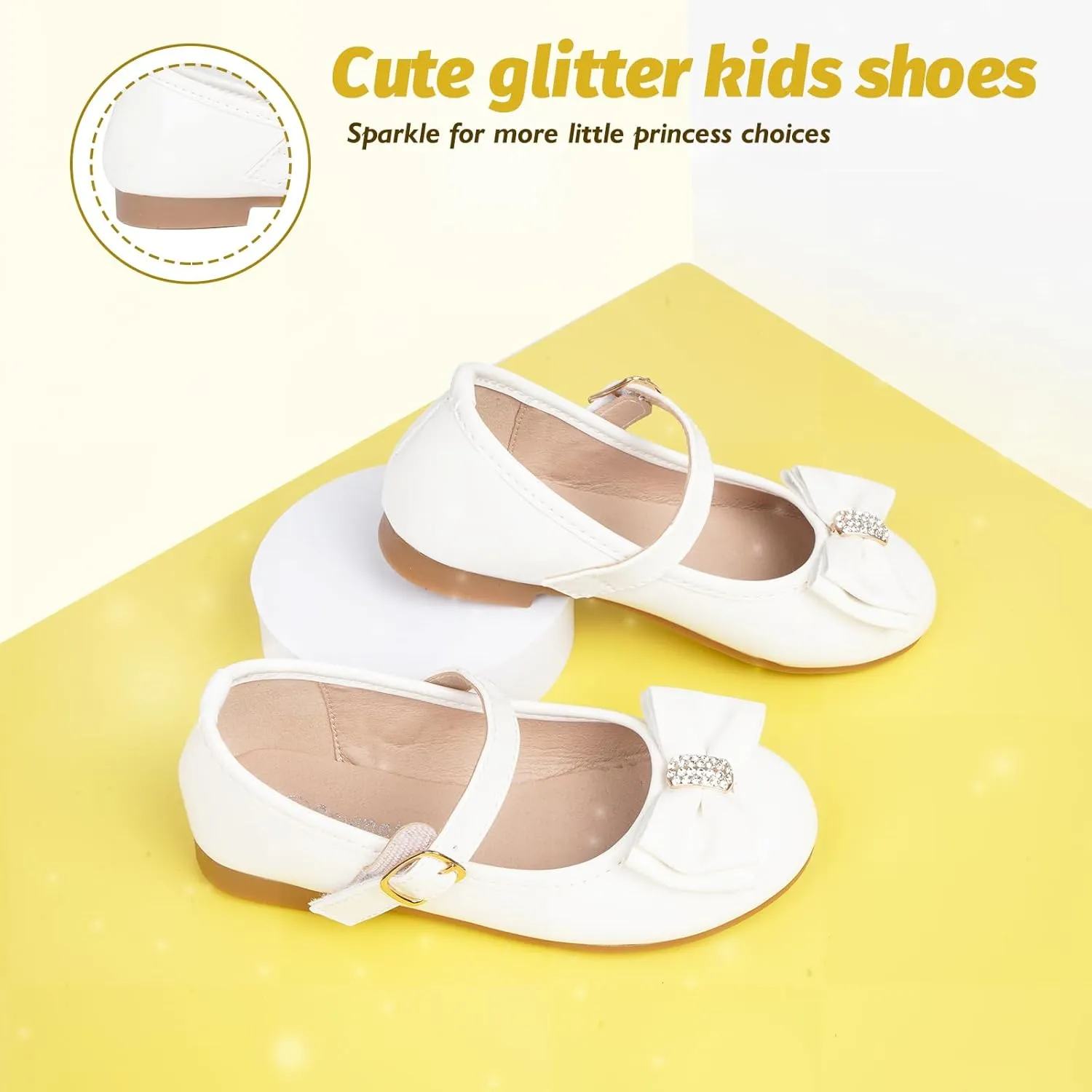 Toddler Girls Flats Mary Jane Shoes Flower Girl Dress Shoes School Wedding Party Ballet Flats for Little Kids