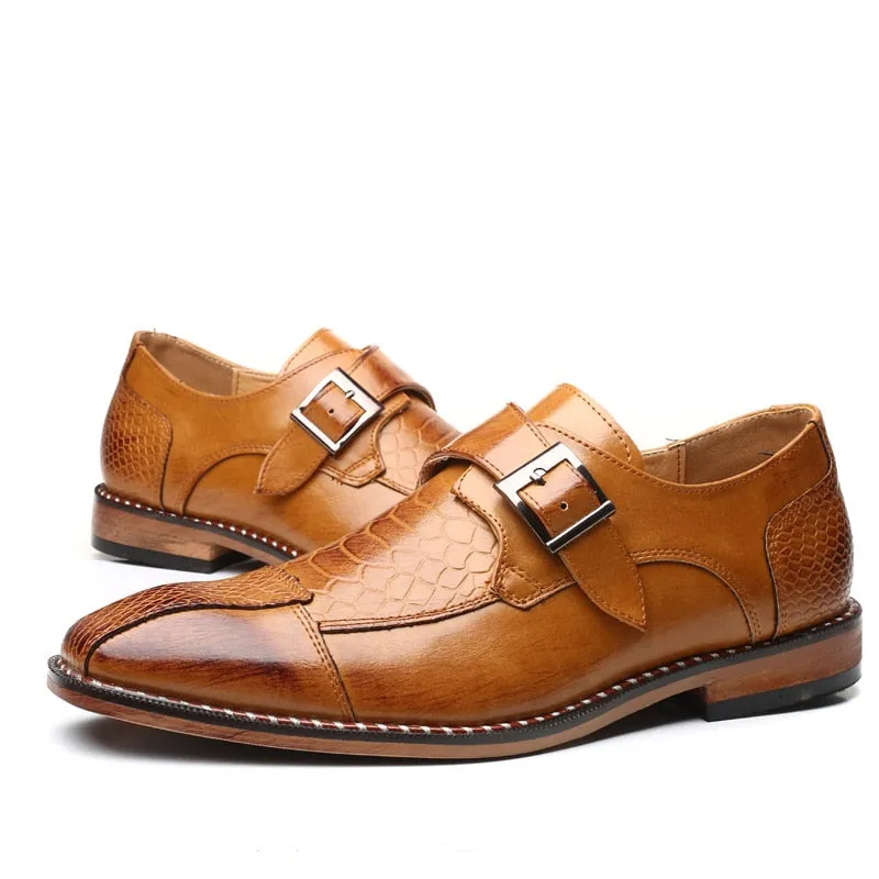 West Louis Classic Crocodile Pointy PU Leather Formal Shoes