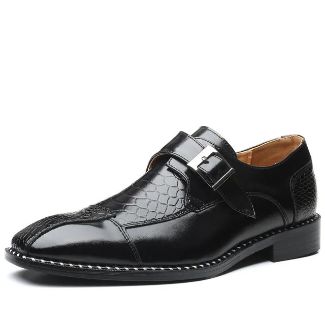 West Louis Classic Crocodile Pointy PU Leather Formal Shoes