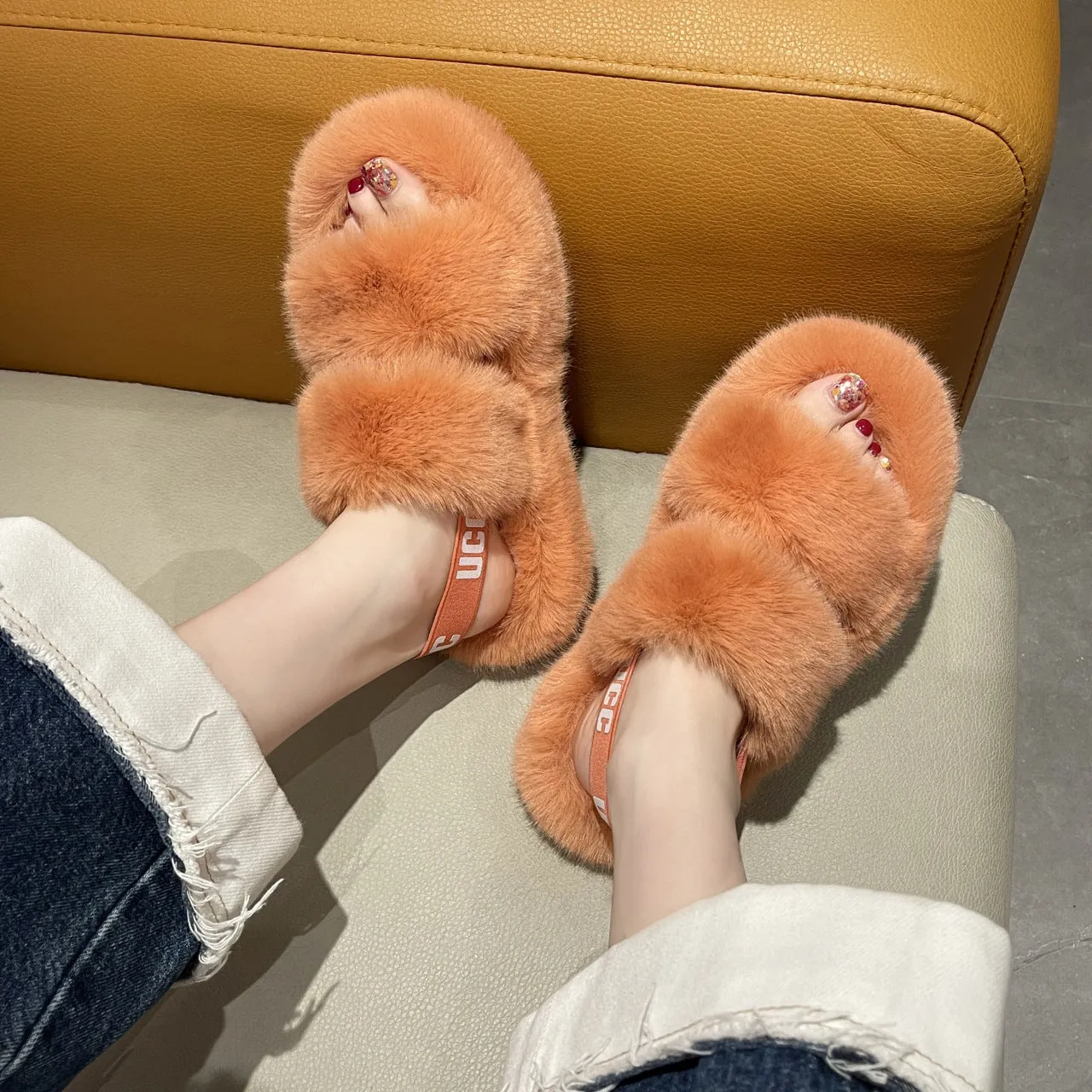 Winter Super Warm Soft Plush Slippers With Straps