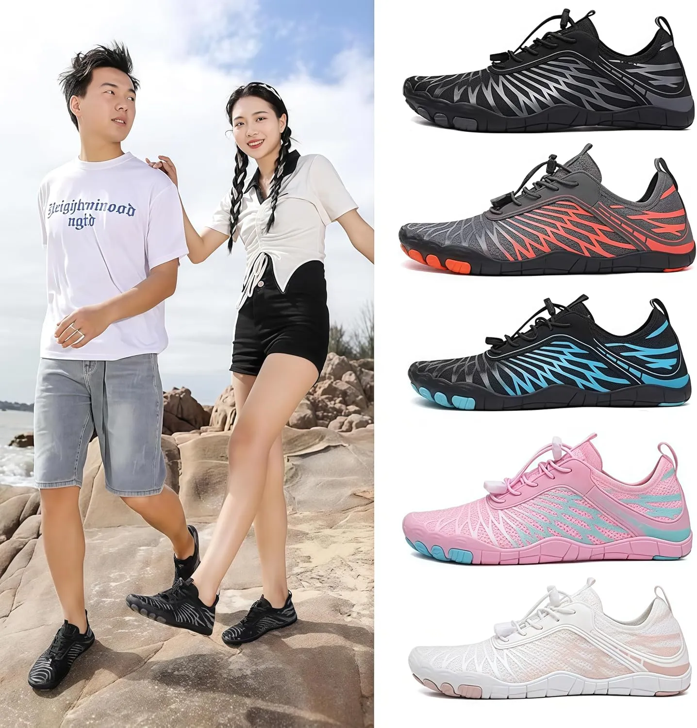Women Men Minimalist Barefoot Beach Shoes Quick Dry Water Shoes Lightweight Non-Slip Hike Barefoot Footwear for Swimming Water Yoga Surf Outdoor Sports