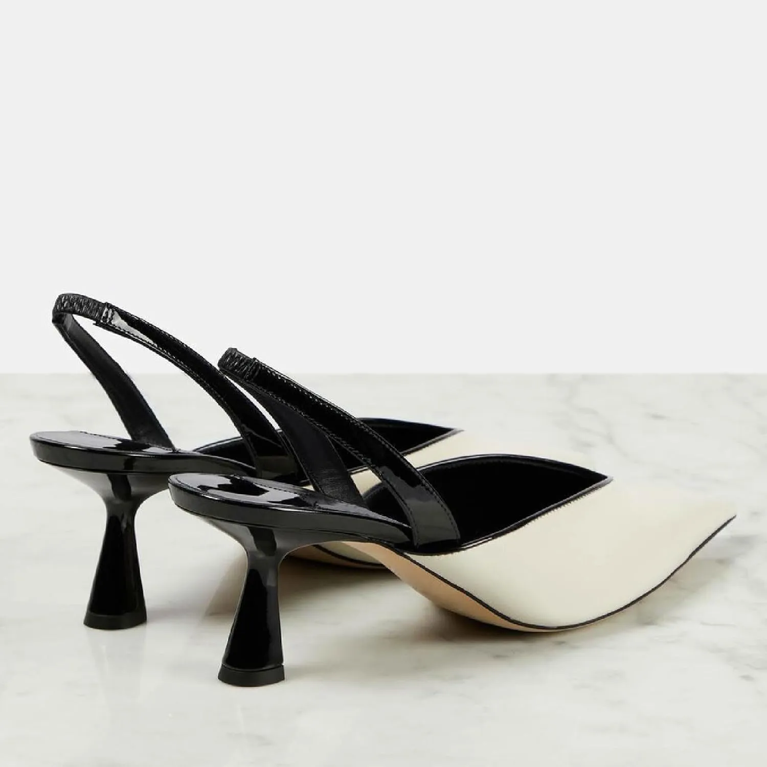 Women's Kitten Heel Pointed Closed Toe Slingback Pumps Fashion V Shaped Silhouette Slip On High Heel Summer Shoes Wedding Prom Dressy Heeled Sandals for Women