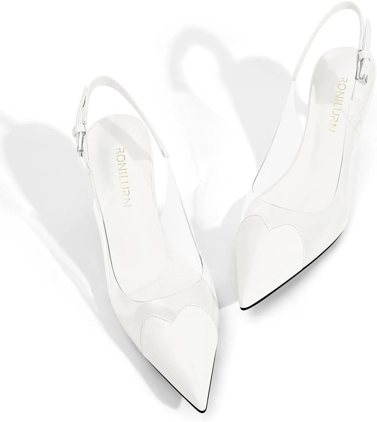 Women's Kitten Heels Clear Slingback Closed Pointed Toe Pumps Low Heel Dress Shoes Sling Back Comfortable Transparent PVC