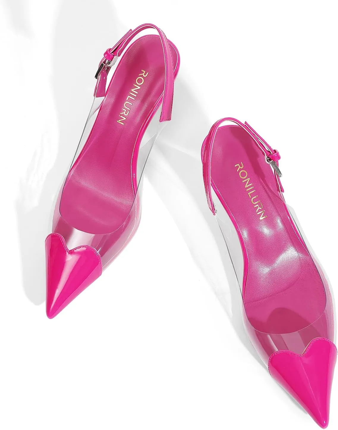Women's Kitten Heels Clear Slingback Closed Pointed Toe Pumps Low Heel Dress Shoes Sling Back Comfortable Transparent PVC