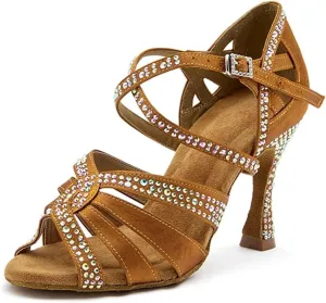 Women's Open-Toe Latin Dance Shoes - Stylish Ballroom Salsa Tango Heels, 10CM/3.9Inch Heel Height