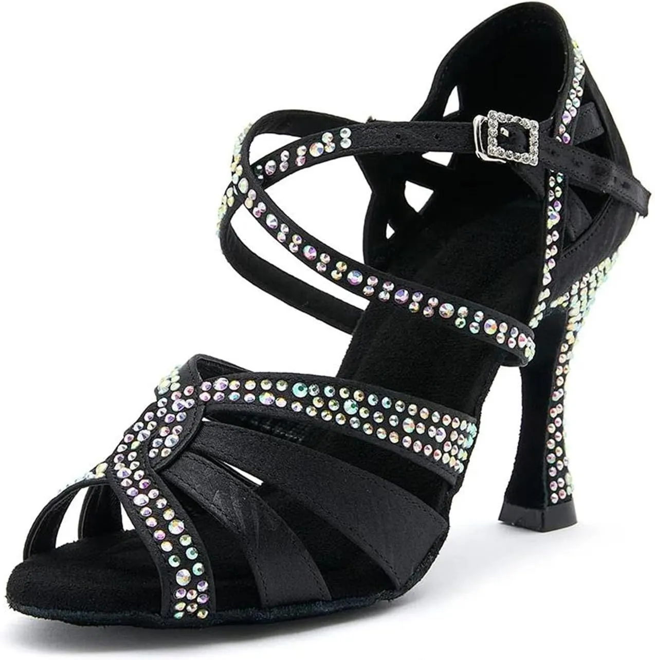 Women's Open-Toe Latin Dance Shoes - Stylish Ballroom Salsa Tango Heels, 10CM/3.9Inch Heel Height