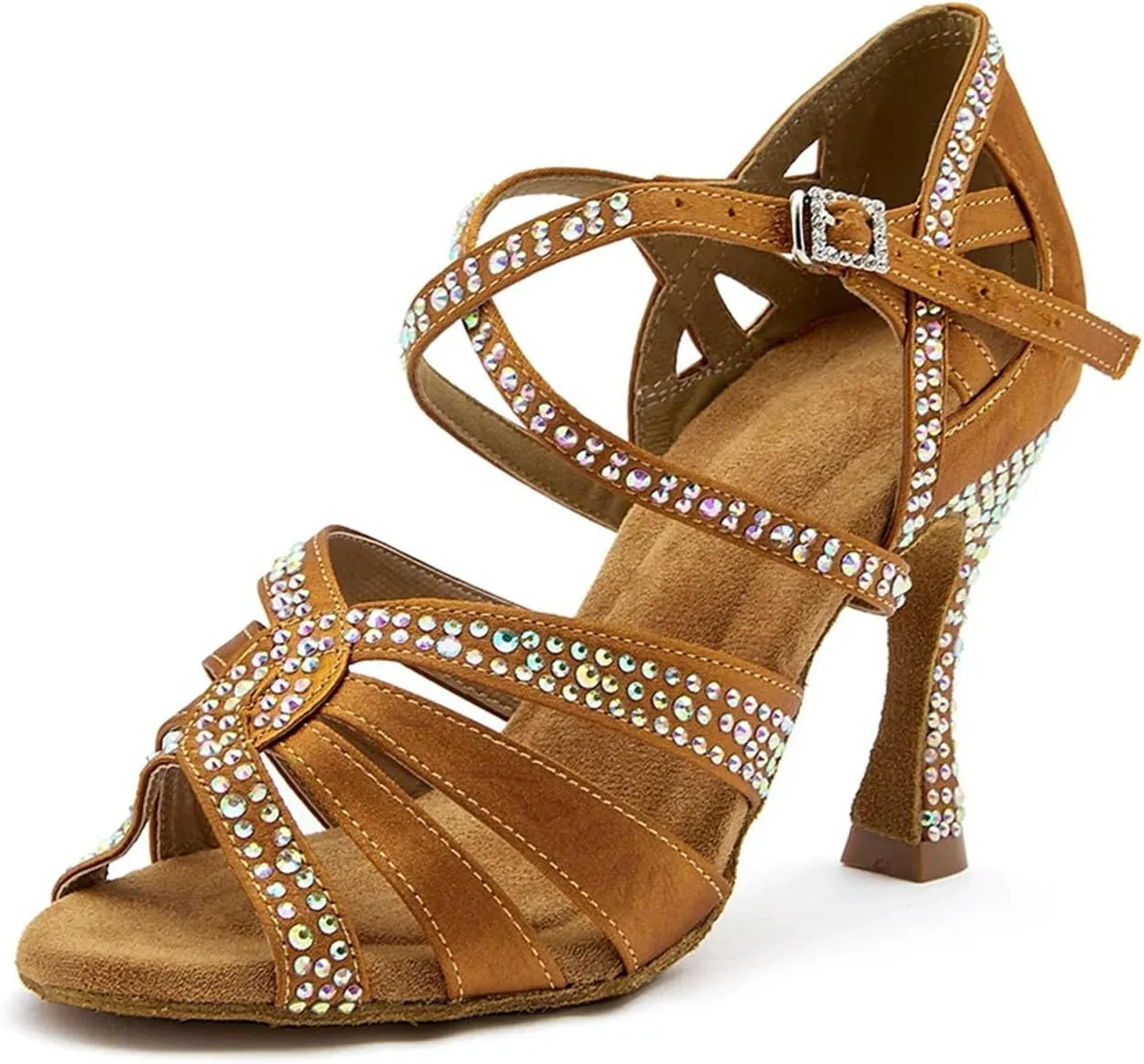 Women's Open-Toe Latin Dance Shoes - Stylish Ballroom Salsa Tango Heels, 10CM/3.9Inch Heel Height
