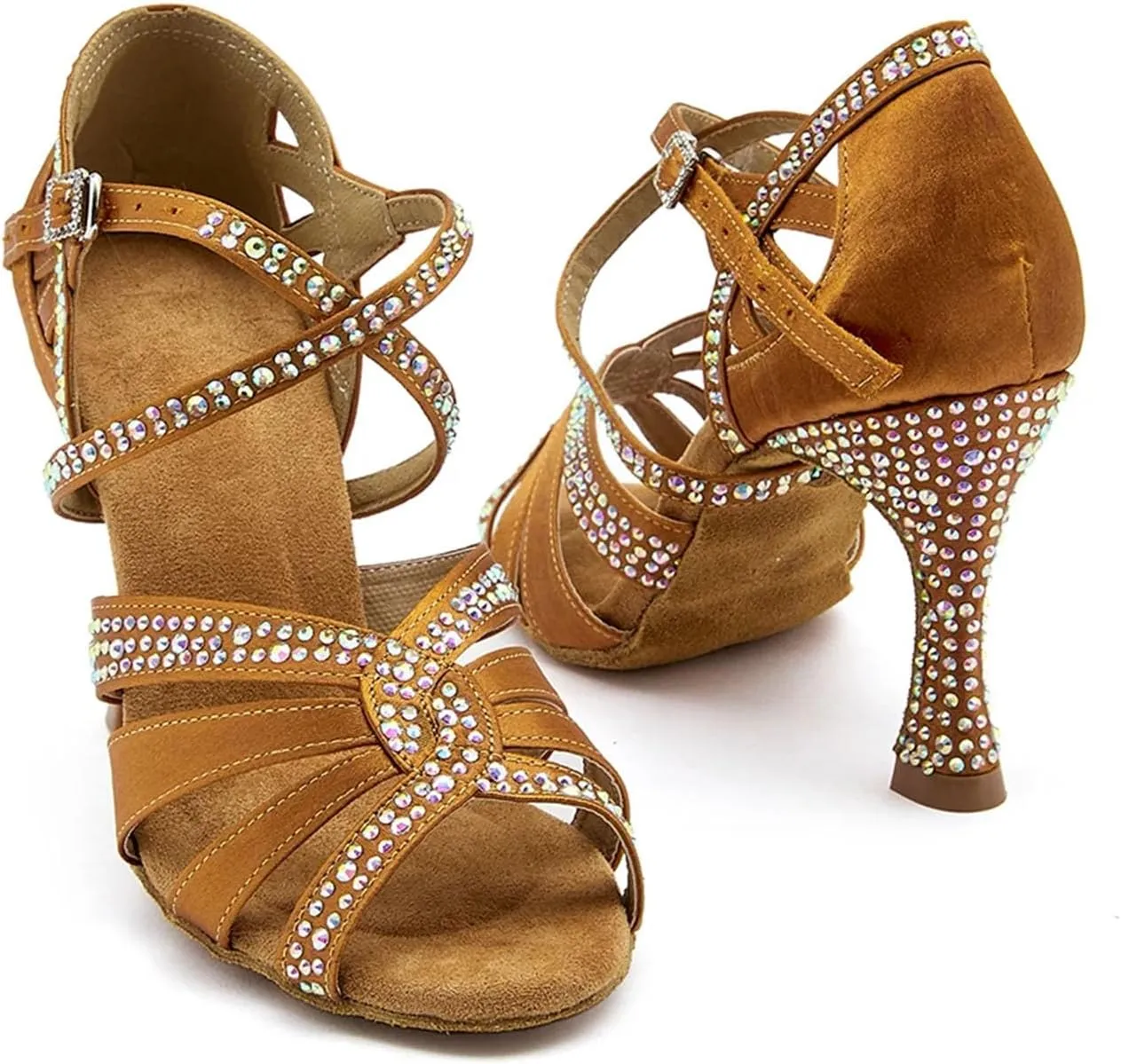 Women's Open-Toe Latin Dance Shoes - Stylish Ballroom Salsa Tango Heels, 5CM/2Inch Heel Height