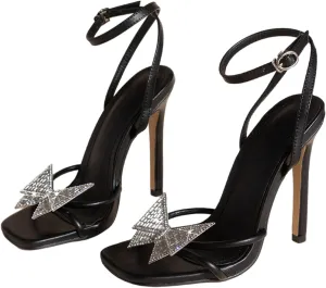 Womens Rhinestone Bow Sandal Pumps Sexy Latin High Heel Ballroom Dance Shoes Dancing High Heel Fashion Wedding Party Shoes