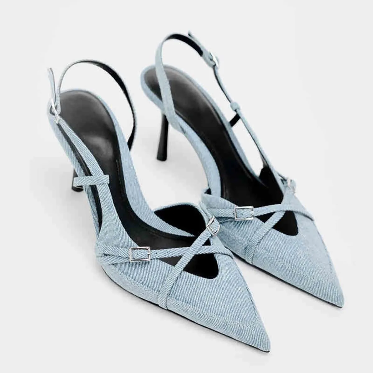 Women's Slingback High Heels Mules Faux Patent Leather Pump Bow Detail Buckle Closure Thin Heel Pointed Toe Wedding Party Office Dance Dress Shoes