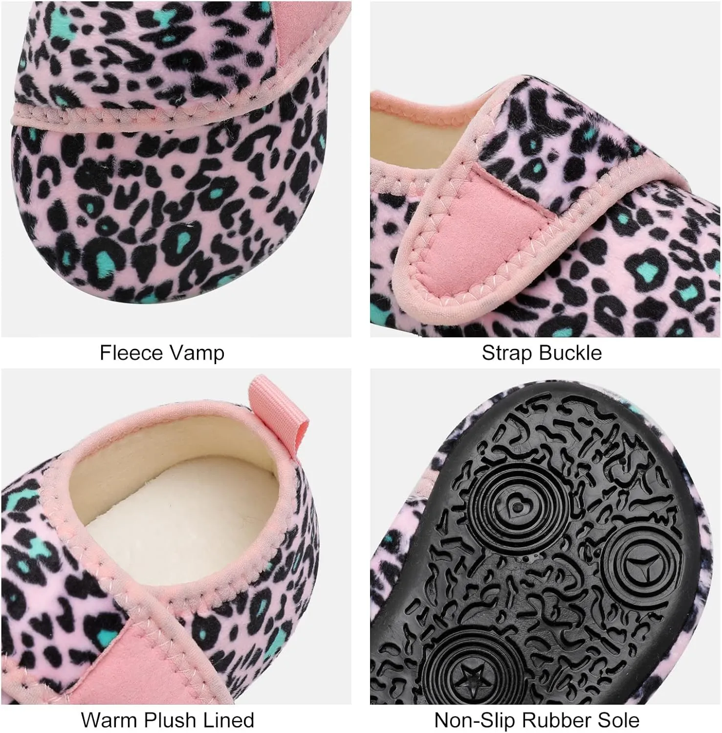 XIHALOOK Toddler Boys Girls House Slippers with Microfleece Lining Cozy Household Shoes Non-slip for Kids