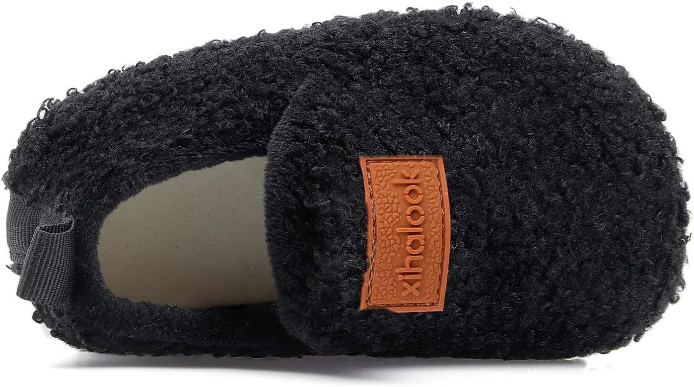 XIHALOOK Toddler Boys Girls House Slippers with Microfleece Lining Cozy Household Shoes Non-slip for Kids