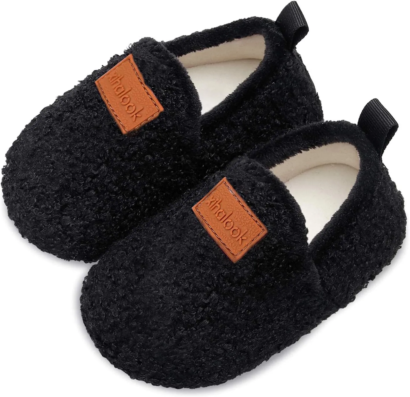 XIHALOOK Toddler Boys Girls House Slippers with Microfleece Lining Cozy Household Shoes Non-slip for Kids