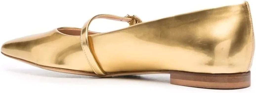XYD Women Mary Janes Pointed Toe Dressy Flats with Buckle Strap Patent Leather Girls Ballet Flat Classy Dance Prom Dating Shoes