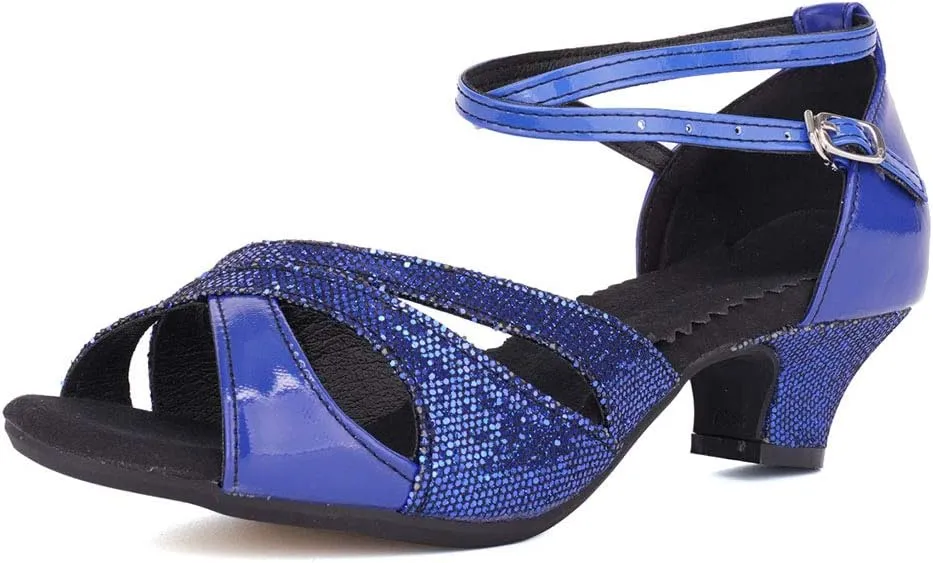 YKXLM Womens Latin Dance Shoes Peep Toe Ballroom Dance Dress Shoes for Wedding Evening Shoes,DY05