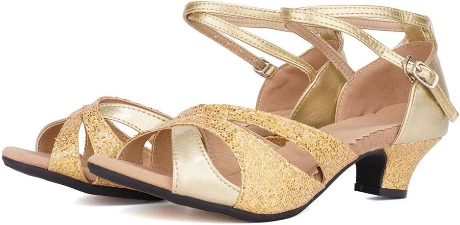 YKXLM Womens Latin Dance Shoes Peep Toe Ballroom Dance Dress Shoes for Wedding Evening Shoes,DY05